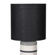 Monochrome Black & White Striped Table Lamp with Black Shade