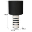 Monochrome Black & White Striped Table Lamp with Black Shade