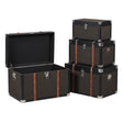 Medium Black & Orange Wood Trim Storage Box / Trunk