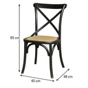 Large Distressed Black Cross Back Wooden Dining Chair