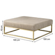 Large Gold & Taupe Ribbed Ottoman Footstool