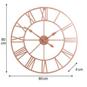 Large Rose Gold Copper Metal Skeleton Clock 80cm x 80cm
