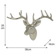 Silver Metal Stags Head 38cm x 25cm