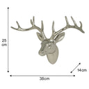 Silver Metal Stags Head 38cm x 25cm