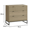 Large 3 Drawer Chest of Drawers - Hesley Nordic Wood Range