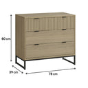 Large 3 Drawer Chest of Drawers - Hesley Nordic Wood Range