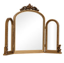 Gold Ornate Arched Triple Dressing Table Mirror 80cm x 56cm