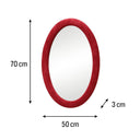 Red Oval Velvet Framed Wall Mirror 50cm x 70cm