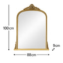 Antique Gold Ornate Arch Overmantle Mirror 88cm x 100cm