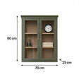 Khaki Green and Wood Wall Cabinet with Clear Glass Front 70cm x 90cm
