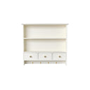 Large Ivory Wall Shelf Unit with Drawer Storage and Hooks