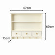 Large Ivory Wall Shelf Unit with Drawer Storage and Hooks