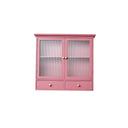Raspberry Red Reeded Glass Wall Cabinet with Drawers