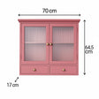 Raspberry Red Reeded Glass Wall Cabinet with Drawers