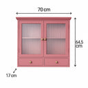 Raspberry Red Reeded Glass Wall Cabinet with Drawers