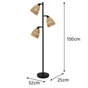 Tall Black Triple Floor Lamp 150cm x 52cm