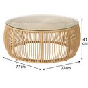 Glass Top Rattan Round Coffee Table