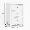 3 Drawer Scalloped Bedside Table - Staunton White Range