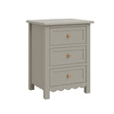 3 Drawer Scalloped Bedside Table - Staunton Taupe Range