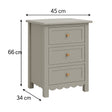 3 Drawer Scalloped Bedside Table - Staunton Taupe Range
