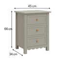 3 Drawer Scalloped Bedside Table - Staunton Taupe Range