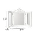 White Ornate Dressing Table Triple Mirror