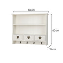 Large Pale Cream Wall Shelf with Heart Drawers