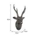 Silver Metal Wall Mounted Stag Head - 18cm x 43cm