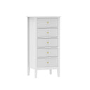 Tall 5 Drawer Bedside Table - Hales White Range