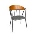 Large Black & Wooden Retro Inspired Dining Chair