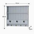 Large Grey Wall Shelf with Heart Drawer Storage