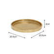 Small Round Antique Gold Metal Tray - 20.5cm