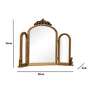 Gold Ornate Arched Triple Dressing Table Mirror 80cm x 56cm