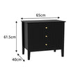 Large 3 Drawer Bedside Table - Hales Black Range
