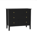 Wide 3 Drawer Chest of Drawers and Pair of Large Bedside Tables - Hales Black Range
