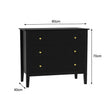 Wide 3 Drawer Chest of Drawers and Pair of Large Bedside Tables - Hales Black Range