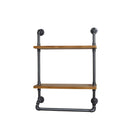 Industrial Metal & Wood Pipe Wall Shelves