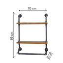 Industrial Metal & Wood Pipe Wall Shelves