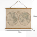 Large Rustic World Map Hanging Canvas Print 106cm x 73cm