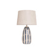 Blue and Cream Hand Painted Table Lamp with Linen Shade