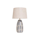 Blue and Cream Hand Painted Table Lamp with Linen Shade
