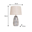 Blue and Cream Hand Painted Table Lamp with Linen Shade