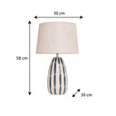 Blue and Cream Hand Painted Table Lamp with Linen Shade