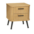 Two Drawer Natural Wooden Textured Bedside Table