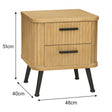 Two Drawer Natural Wooden Textured Bedside Table