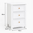 Large Scalloped 3 Drawer Chest of Drawers & Pair of Bedside Tables - Staunton White Range