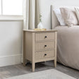3 Drawer Bedside Table - Hales Tan Range