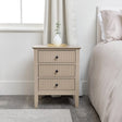3 Drawer Bedside Table - Hales Tan Range