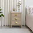 3 Drawer Bedside Table - Lawrence Mocha Range