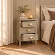 3 Drawer Bedside Table - Lawrence Taupe Range